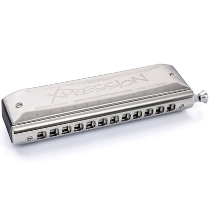 Hohner Chromonica Xpression Chromatic Harmonica Key of C, 12 Holes, 3 Octaves, Brass Reeds, Stainless Steel Mouthpiece, Made in Germany