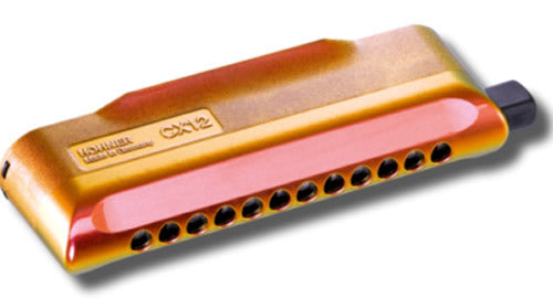 Hohner CX12 Jazz Chromatic Harmonica Red to Gold Finish Key of C with Hard Shell Case