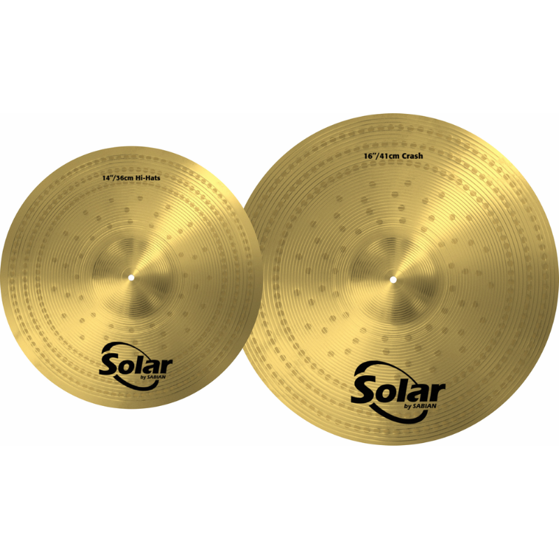 Solar by Sabian SOL5001 First Pack Cymbals 14" & 16" - Nano-Plated Stainless Steel, Durable, Clear Tone