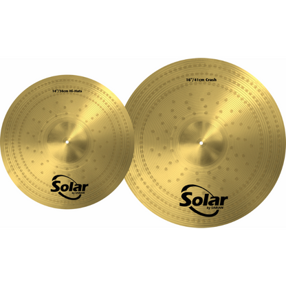 Solar by Sabian SOL5001 First Pack Cymbals 14" & 16" - Nano-Plated Stainless Steel, Durable, Clear Tone