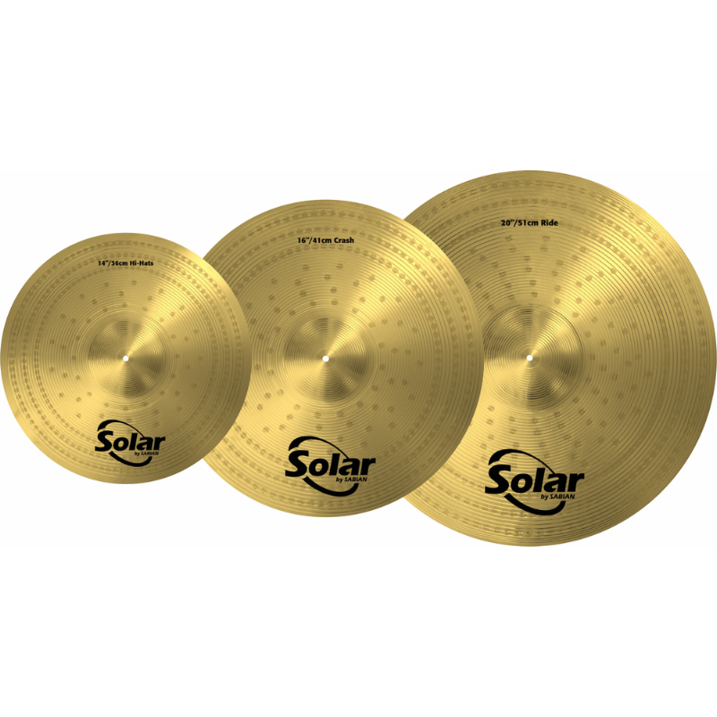 Solar by Sabian SOL5003 Performance Cymbal Set 14", 16", 20" - Nano-Plated Stainless Steel