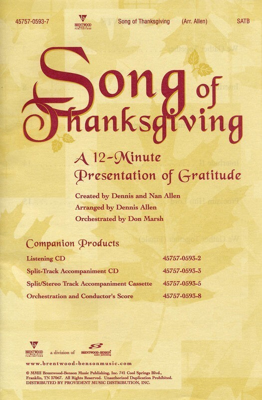 Song Of Thanksgiving SATB