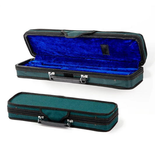 Economy Flute Case with Dark Green Cover - Multi-Ply, Form-Fitted Interiors, Comfortable Handle, Made in China