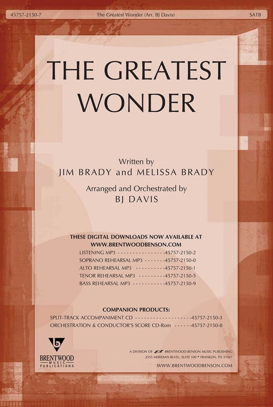 Greatest Wonder SATB