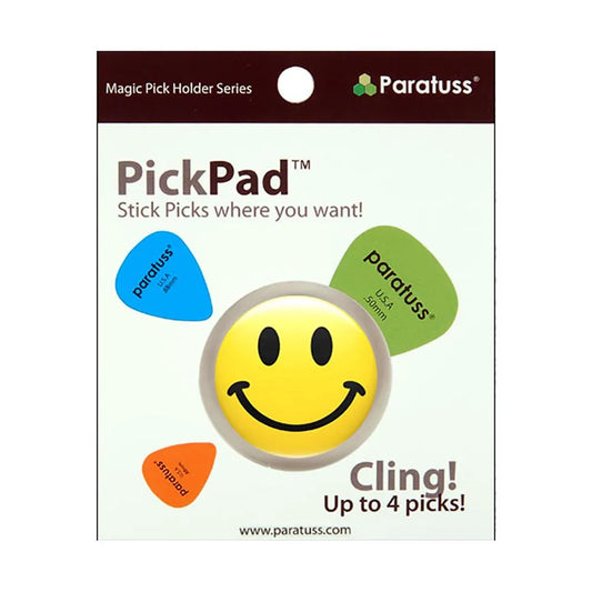 PickPad Heavy Duty Pick Holder Smiley Face - Holds 4 Picks, 30mm Diameter, Cleanable, Ideal for Polyurethane or Shellac Finishes