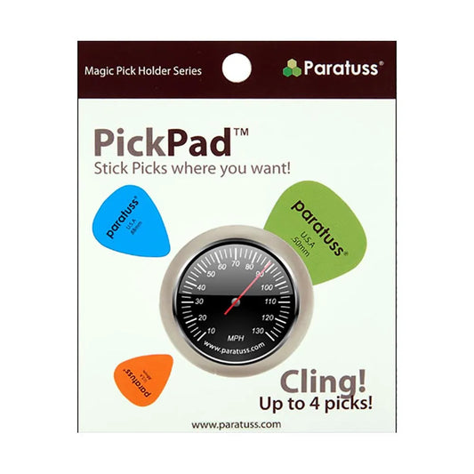 PickPad Heavy Duty Pick Holder Speedometer for Guitar - Holds 4 Picks, 30mm Diameter