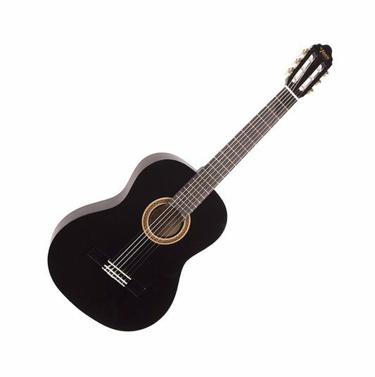 Valencia Nylon String Guitar 4/4 Full Size Black Ideal Beginner Guitar