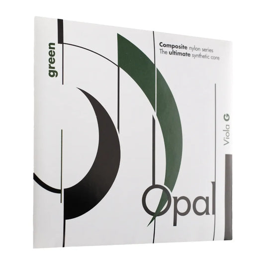 Opal Green Pro 16.5in Viola Strings - Nylon/Silver, G Tension 5.6kg, Gold & Green Tailpiece, Purple & White Peg