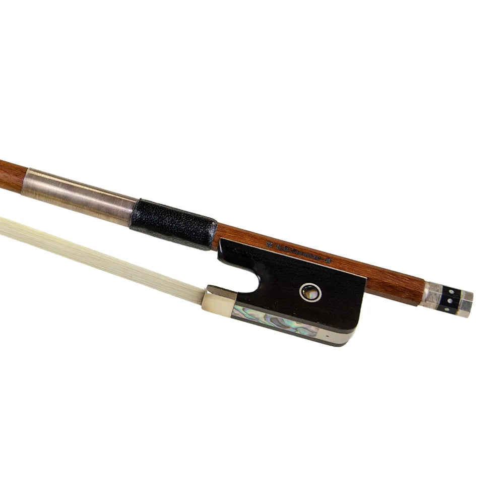 Sandner Pernambuco Cello Bow Round Inlaid with Silver Frog and Eye Inlays