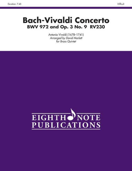 Bach-Vivaldi Concerto BWV 972 RV230 for Brass Quintet Sheet Music
