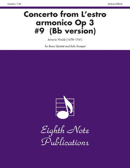 Concerto from Lestro Armonico Op 3 No 9 for Brass Quintet Sheet Music