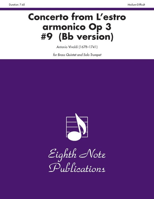 Concerto from Lestro Armonico Op 3 No 9 for Brass Quintet Sheet Music