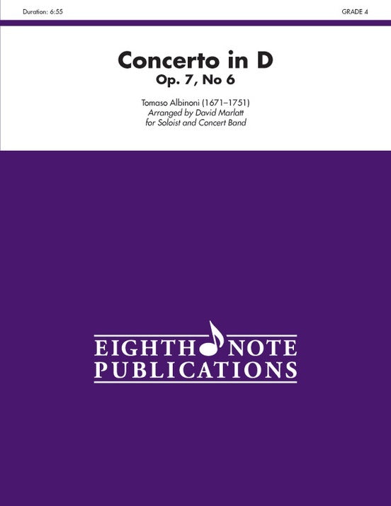 Concerto in D - Op. 7 No. 6 for Soloist and Concert Band Grade 4 Sheet Music