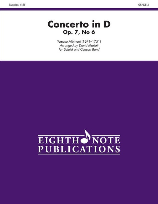 Concerto in D - Op. 7 No. 6 for Soloist and Concert Band Grade 4 Sheet Music