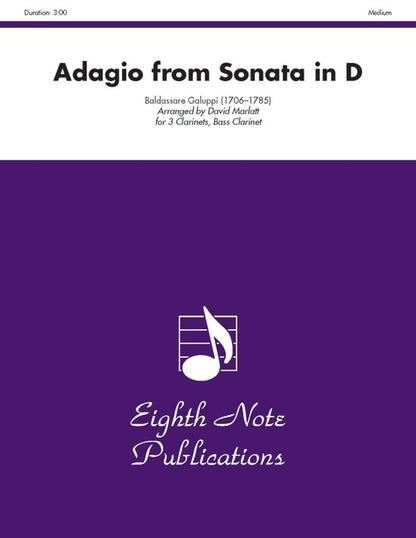 Adagio from Sonata in D for 3 Clarinets and Bass Clarinet Sheet Music