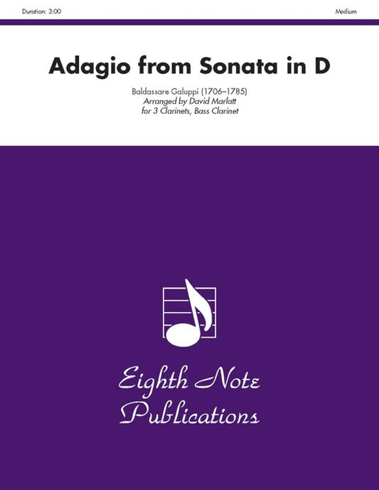 Adagio from Sonata in D for 3 Clarinets and Bass Clarinet Sheet Music
