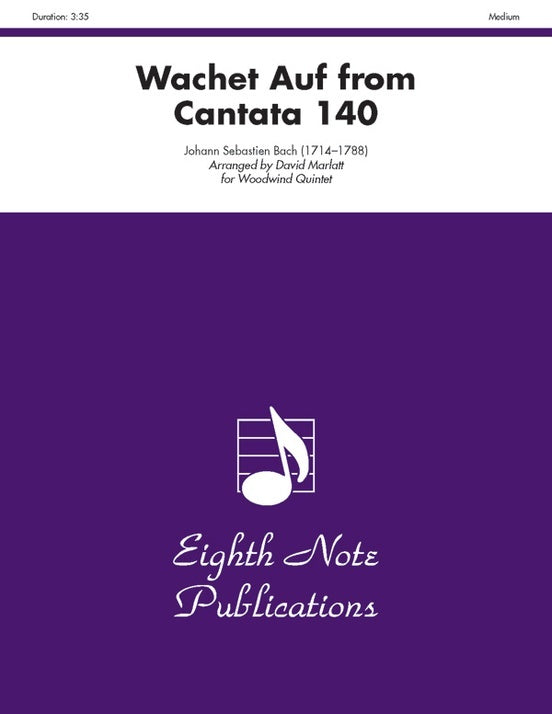 Wachet Auf from Cantata 140 for Woodwind Quintet Sheet Music