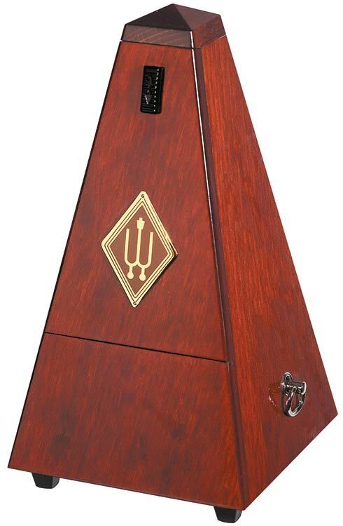 Wittner 810 Series Solid Wood Metronome with Bell, High Gloss Mahogany Finish, Mechanical Clockwork, Made in Germany