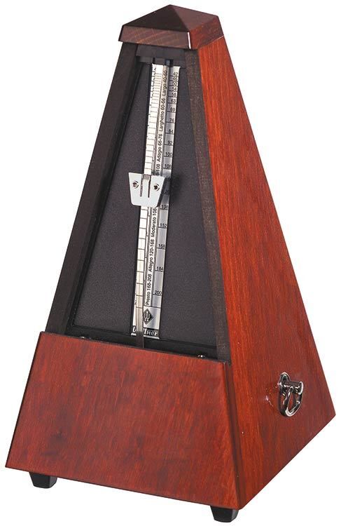 Wittner 810 Series Solid Wood Metronome with Bell, High Gloss Mahogany Finish, Mechanical Clockwork, Made in Germany — view 2
