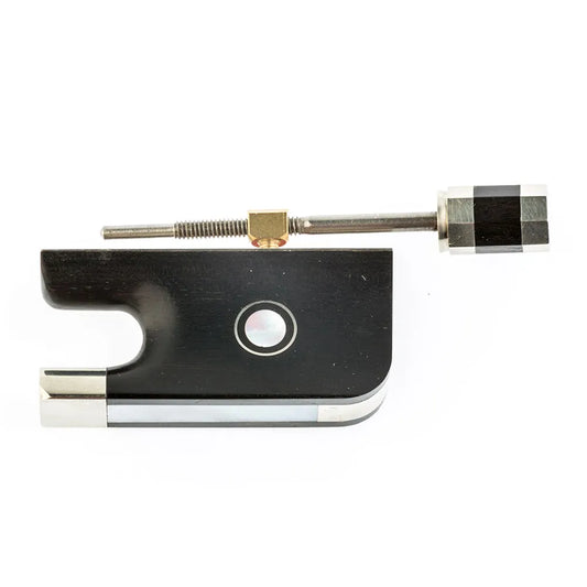 Parisian Eye Viola Bow Frog - Ebony with Nickel Silver, 3-Part Button, Made in Germany