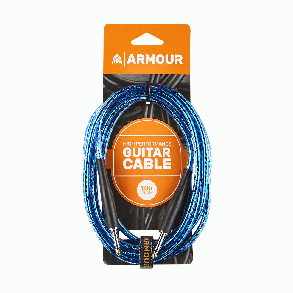 Armour GC10B 10Ft Guitar Lead Transparent Blue