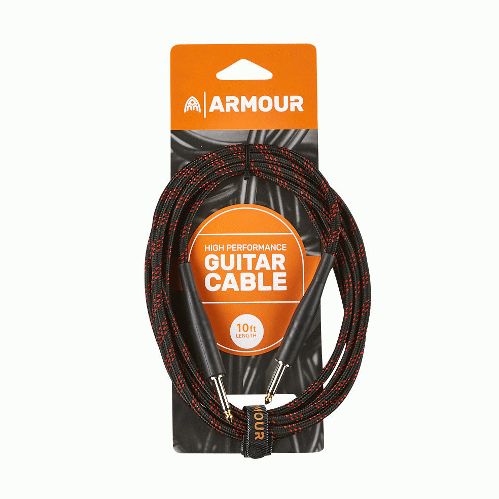 Armour GW10R 10Ft Guitar Lead Woven Red Stripe — view 2