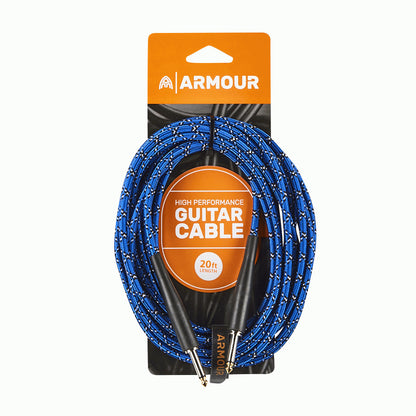 Armour GW20P 20Ft Guitar Lead Woven Blue Python