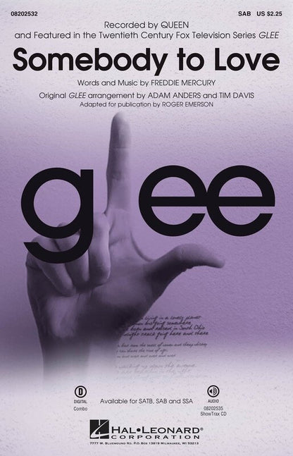 Somebody to Love Glee Queen Choral SATB SAB SSA ShowTrax CD Digital Download