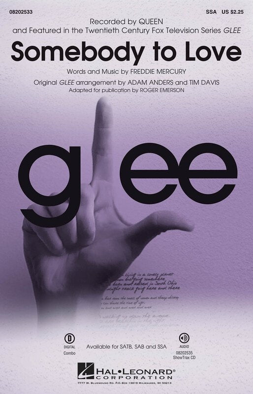 Somebody to Love (from Glee) — SSA Choral Score, arr. Adam Anders (Hal Leonard)