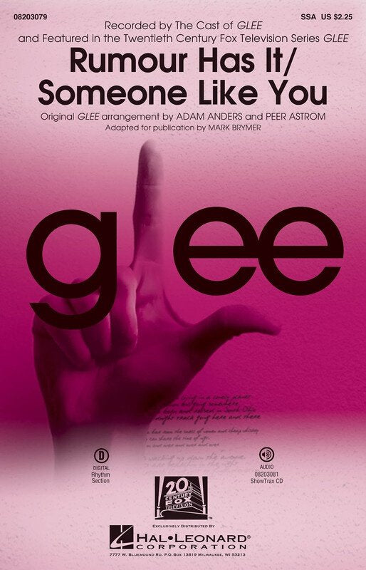 Rumour Has It / Someone Like You (from Glee) — SSA Choral Score, arr. Adam Anders (Hal Leonard)