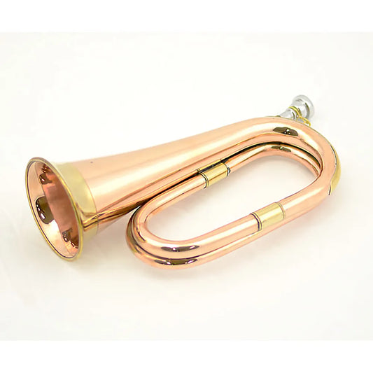 Bugle-Bb Copper B-Grade Army Bugle for Re-enactments and Services, 30cm Long, 16cm High, 10cm Bell Diameter