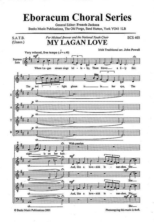 My Lagan Love SATB A Cappella