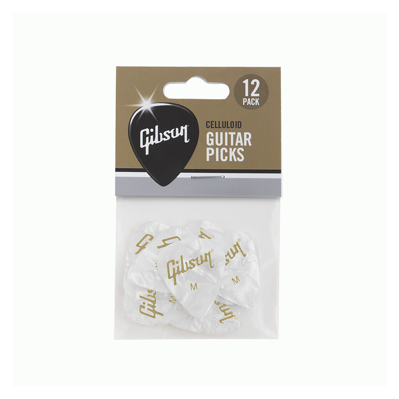 Gibson Pearloid White Guitar Picks 12-Pack Medium Thickness
