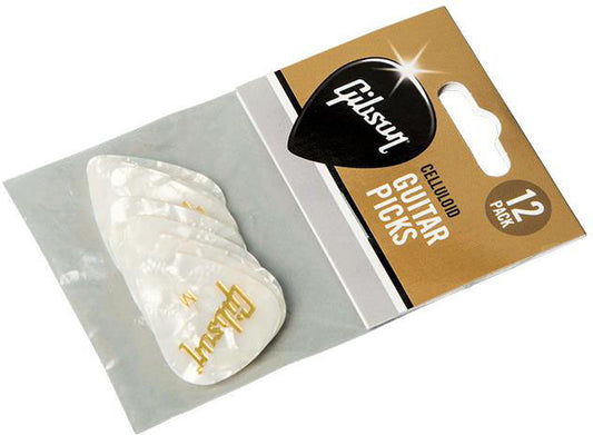 Gibson Pearloid White Picks 12 Pack Thin