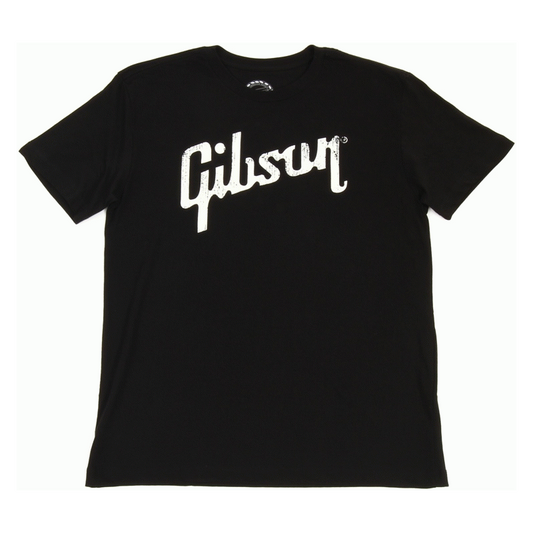 Gibson Distressed Logo T-Shirt Black Medium 100% Cotton