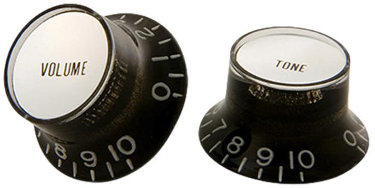 Gibson Top Hat Knobs W/Silver Metal Insert Blk 4Pk