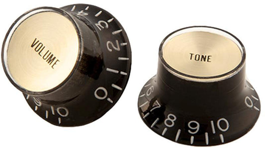 Gibson Top Hat Knobs W/ Gold Metal Insert Blk 4Pk