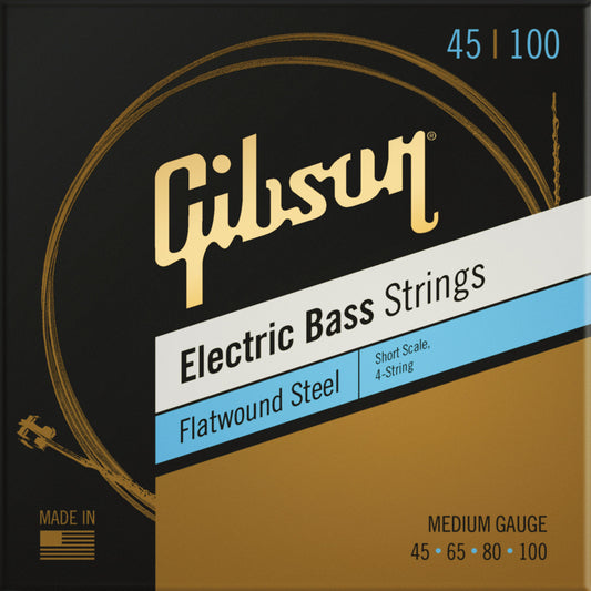 Gibson Flatwound Bass Guitar Strings Short Scale Medium 45-100 - SBG-FWSSM