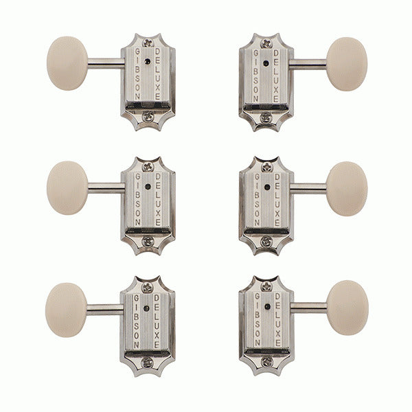 Gibson Deluxe White Button Tuner Set - Vintage Nickel - PMMH-060