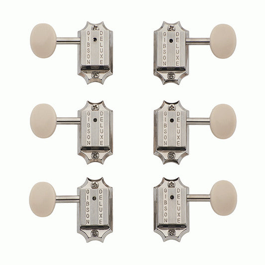 Gibson Deluxe White Button Tuner Set - Vintage Nickel - PMMH-060
