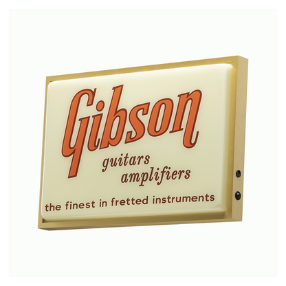 Gibson Custom Logo LED Gold Sign - Vintage Style Lighted Sign for Music Room, Office, or Home — view 2