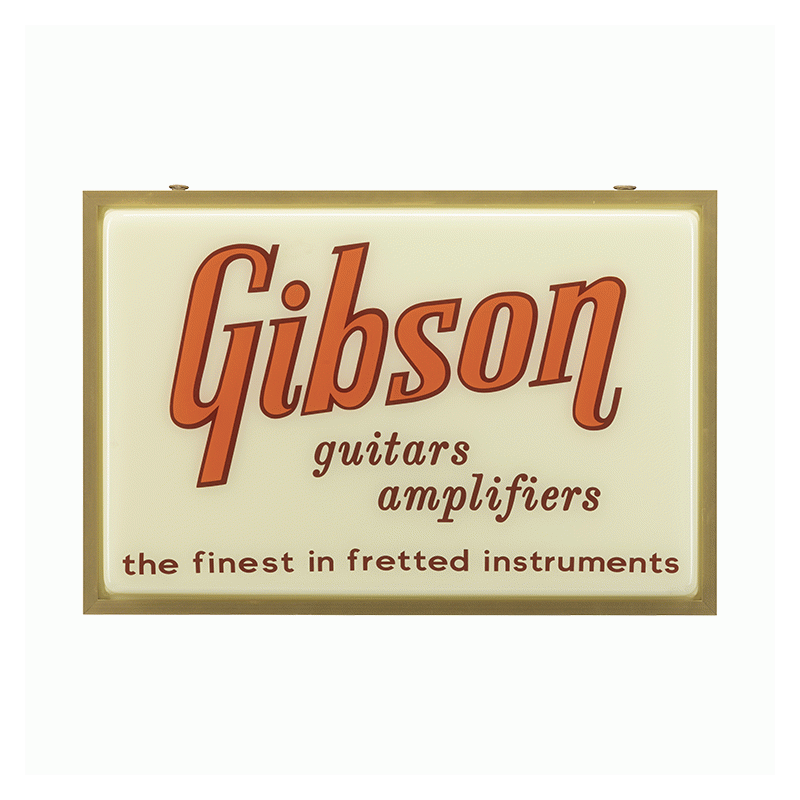 Gibson Custom Logo LED Gold Sign - Vintage Style Lighted Sign for Music Room, Office, or Home