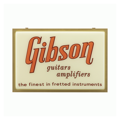 Gibson Custom Logo LED Gold Sign - Vintage Style Lighted Sign for Music Room, Office, or Home
