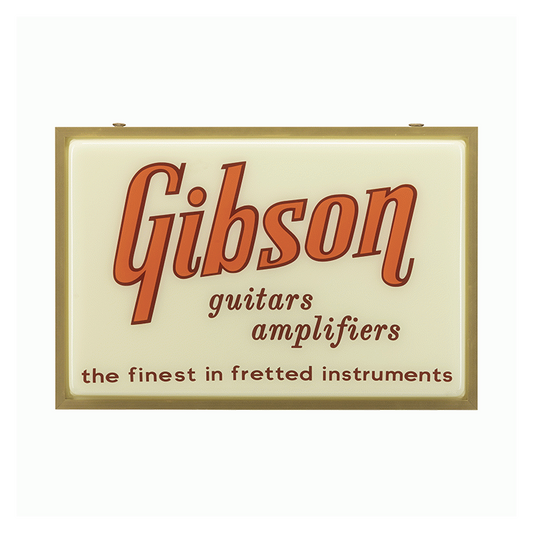 Gibson Custom Logo LED Gold Sign - Vintage Style Lighted Sign for Music Room, Office, or Home