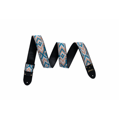 Gibson Vintage Original Strap Multi 2" Wide Jacquard Fabric with Vegan Leather, Adjustable 36" to 65"