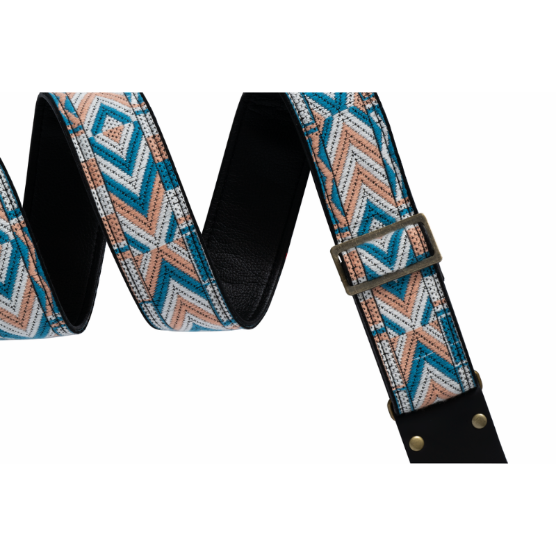 Gibson Vintage Original Strap Multi 2" Wide Jacquard Fabric with Vegan Leather, Adjustable 36" to 65" — view 2