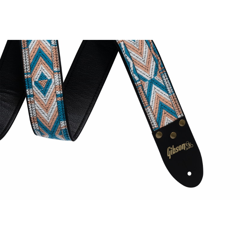 Gibson Vintage Original Strap Multi 2" Wide Jacquard Fabric with Vegan Leather, Adjustable 36" to 65" — view 3