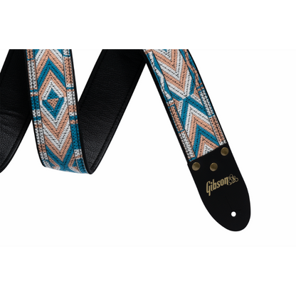 Gibson Vintage Original Strap Multi 2" Wide Jacquard Fabric with Vegan Leather, Adjustable 36" to 65" — view 3