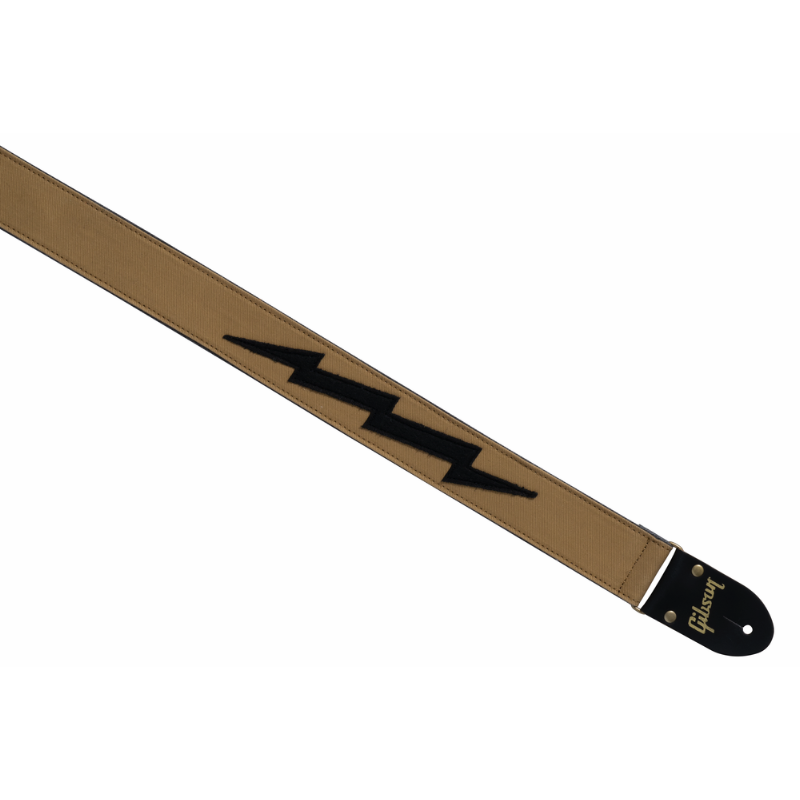 Gibson Vintage Bolt Strap Tan 2” Wide Adjustable 36”-65” Premium Flannel Leather Ends