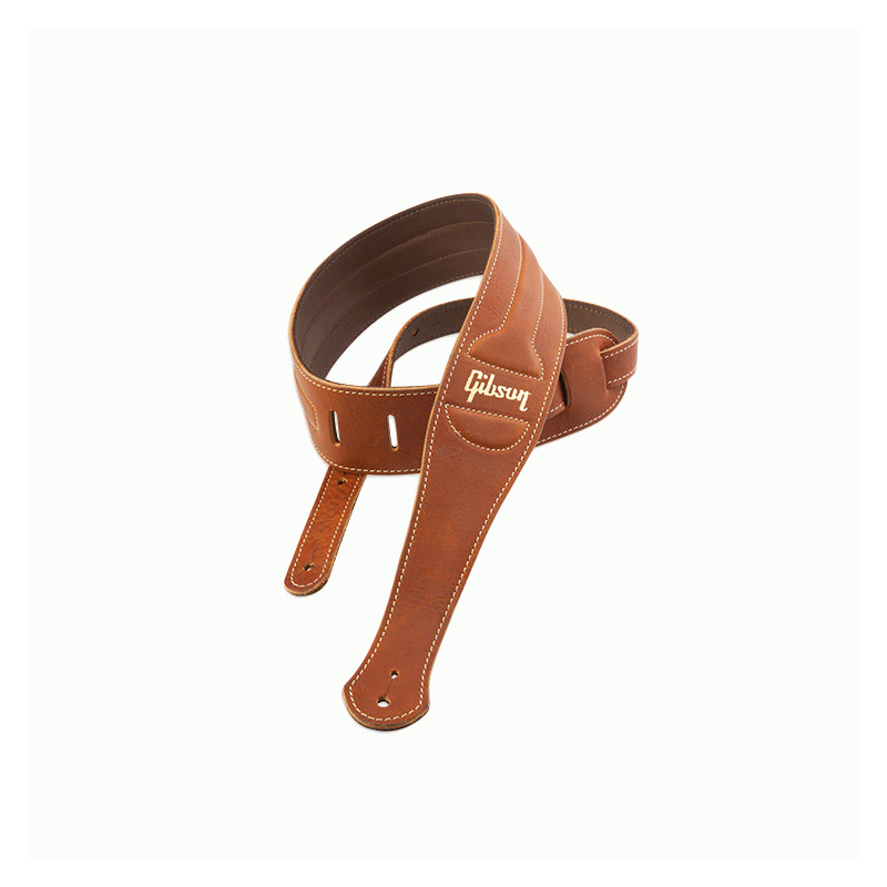 Gibson Classic Brown Leather Guitar Strap, Adjustable 48"-60"